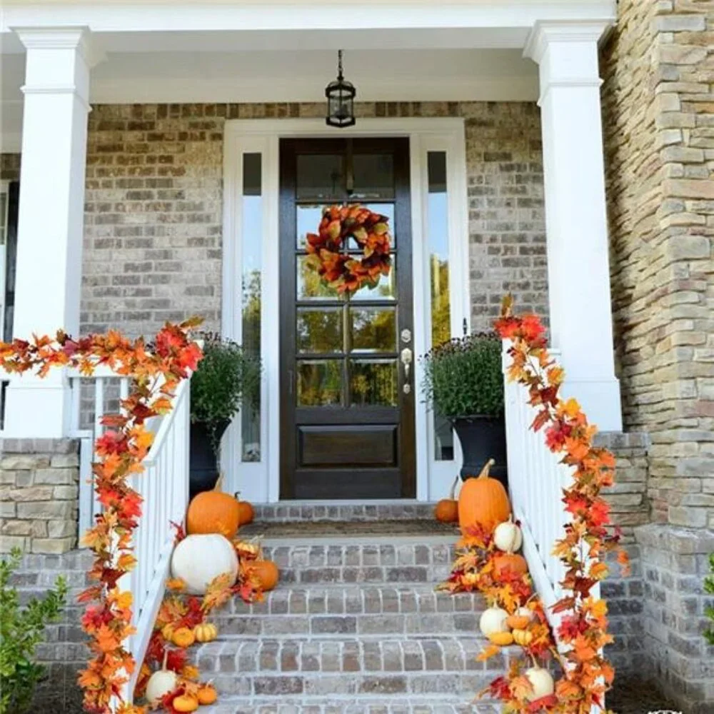 2 Pack Fall Maple Leaf Clearance, 5.9Ft/Piece Hanging Vine Garland Artificial